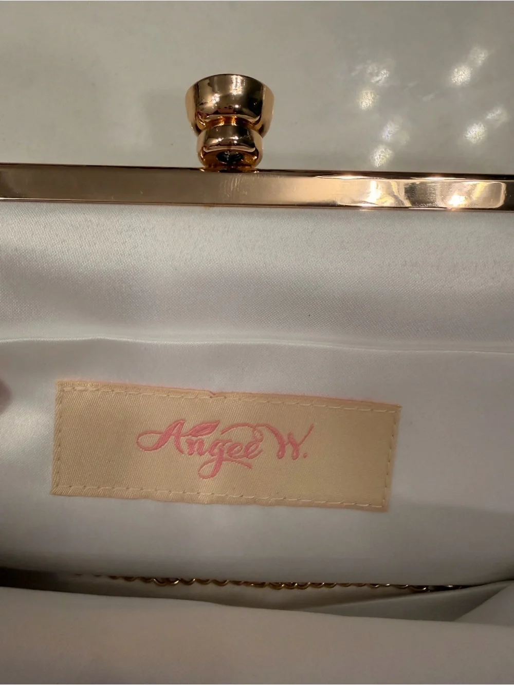 Angee W shimmering champagne